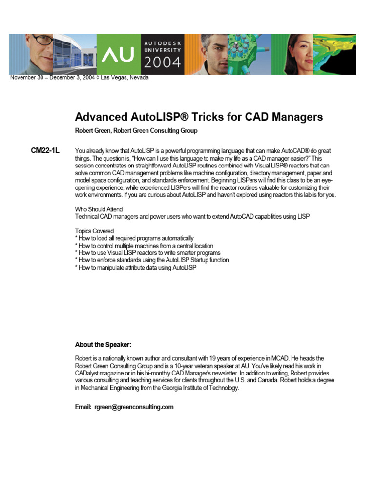 CM22-1L - Advanced Autolisp Tricks For CAD Managers | PDF | Computing ...