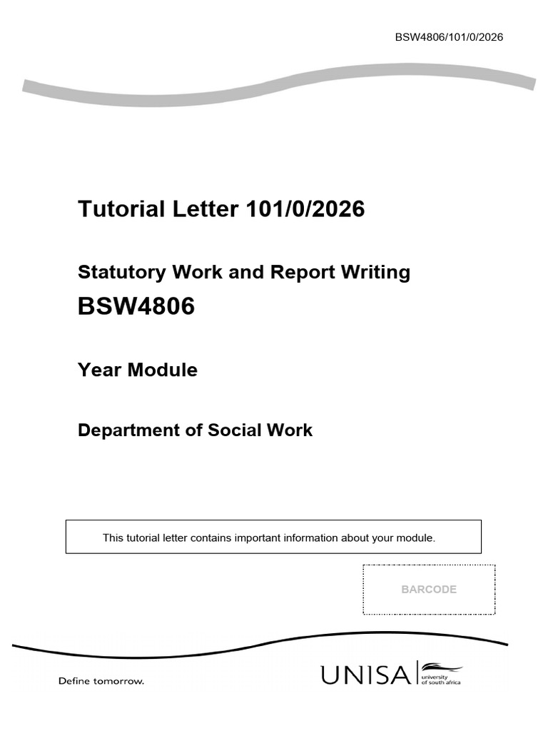 Tutorial Letter 101/0/2026: Statutory Work and Report Writing | PDF ...