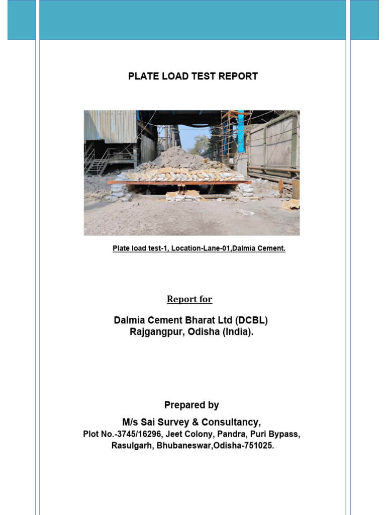Dalmia Lane - 01 Plate Load Test Report | PDF | Soil