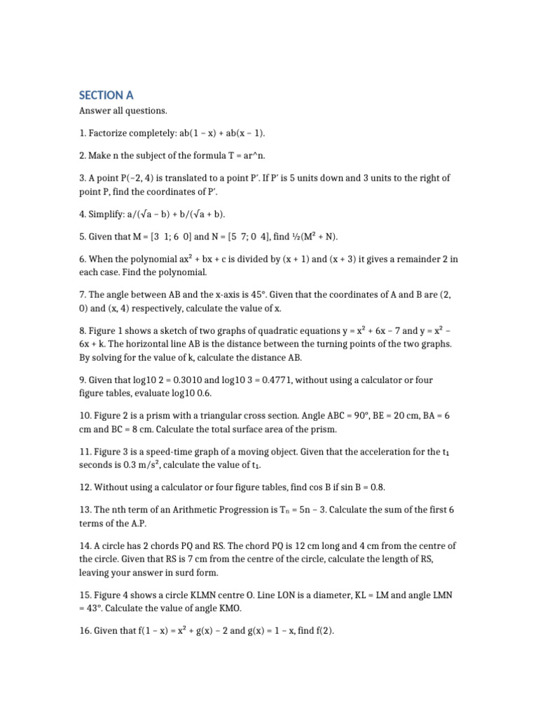 Mathematics 1 | PDF