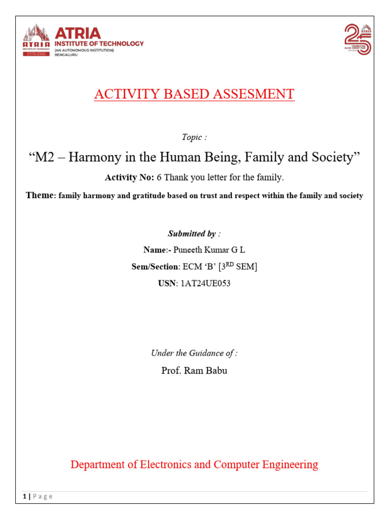 Activity Based Assesment - Pu-1 | PDF | Gratitude | Value (Ethics)