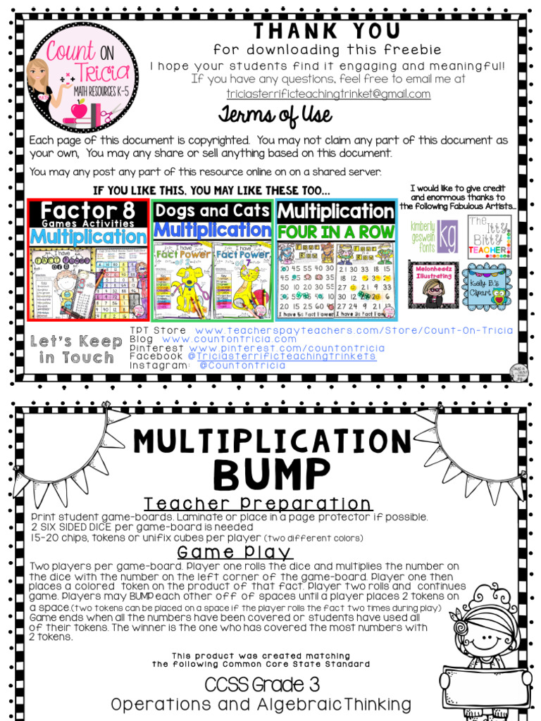 MultiplicationGameFREEBIE 1 | PDF