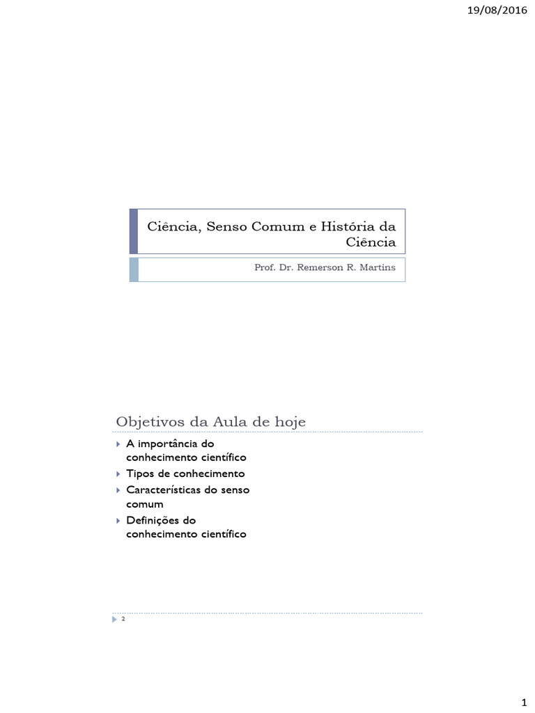 01 Ciencia, Senso Comum e Historia | PDF | Science | Método científico