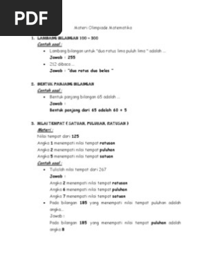 Materi Olimpiade Matematika Kelas 1