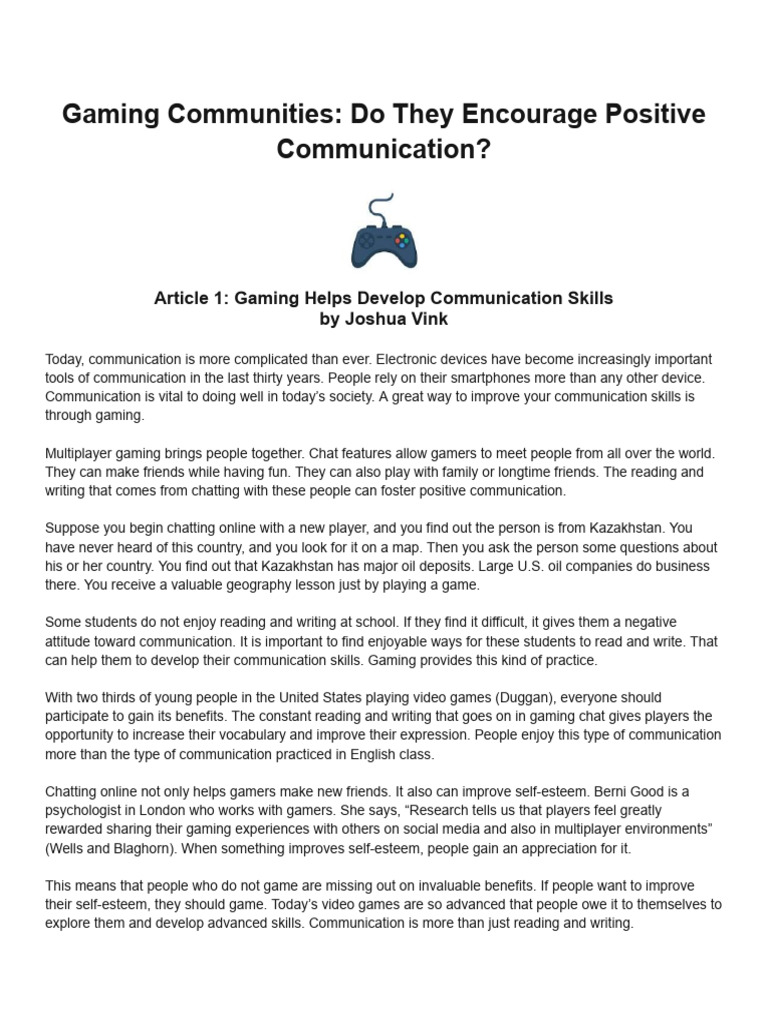 Gaming Communities Do They Encourage Positive Communication - Google ...