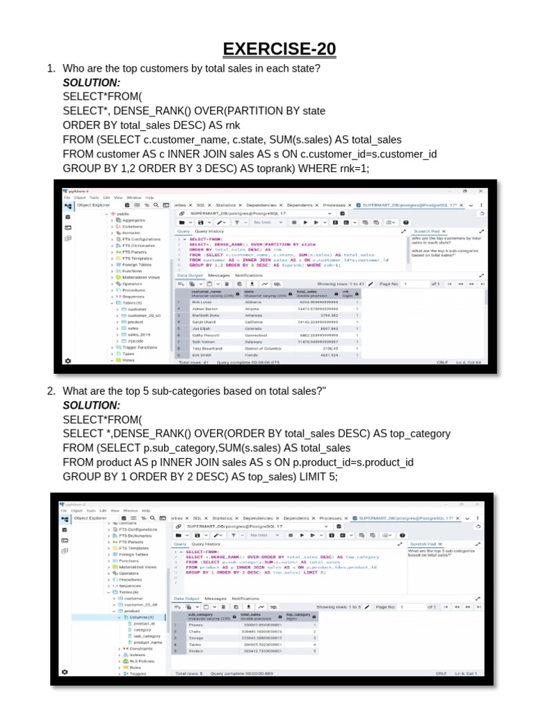 SQL Exercise 20(Windows Aggregate Funtions) | PDF