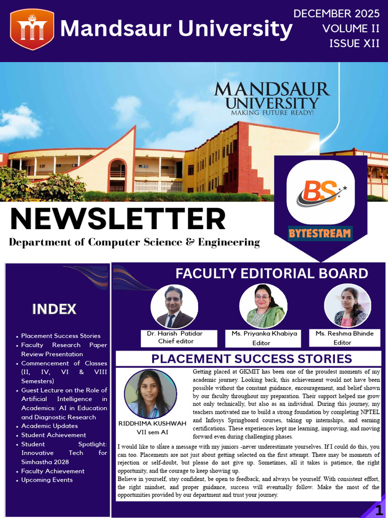 CSE Newsletter Bytestream Volume 2 Issue 12 December 2025 | PDF ...