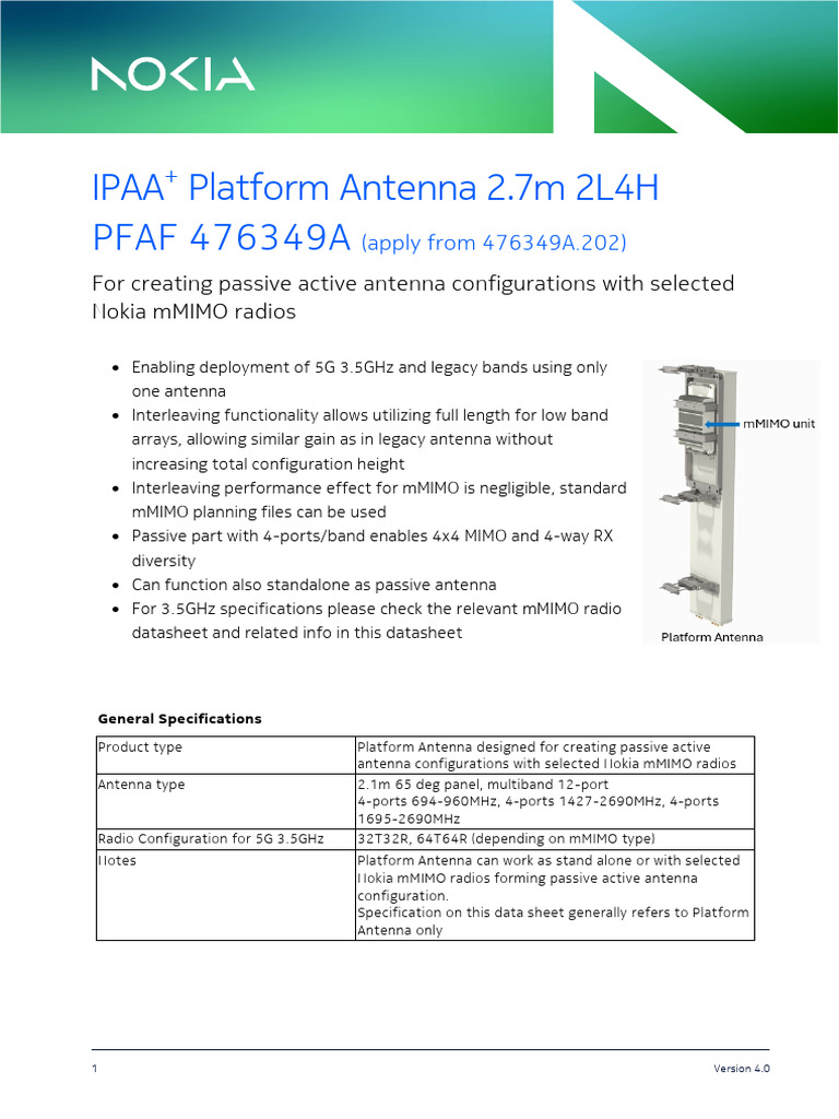 PFAF 2L4H 2.7m datasheet 4.0 | PDF | Antenna (Radio) | Electromagnetic ...