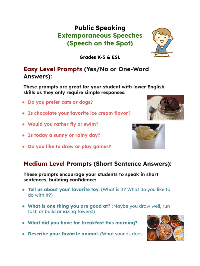 Extemporaneous Speeches (Speech On The Spot) : Public Speaking | PDF ...