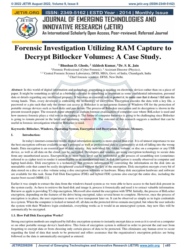 Forensic Investigation Utilizing RAM Cap | PDF | Encryption | Computer File