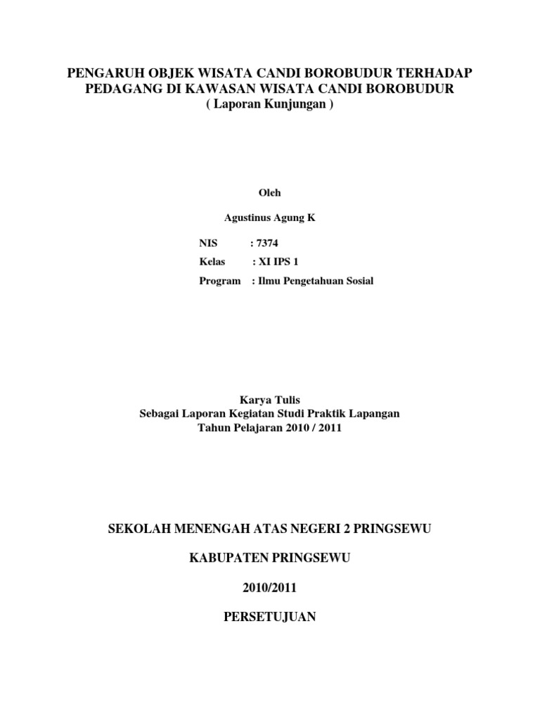 Pengaruh Objek Wisata Candi Borobudur Terhadap Pedagang Di Kawasan Wisata Candi Borobudur