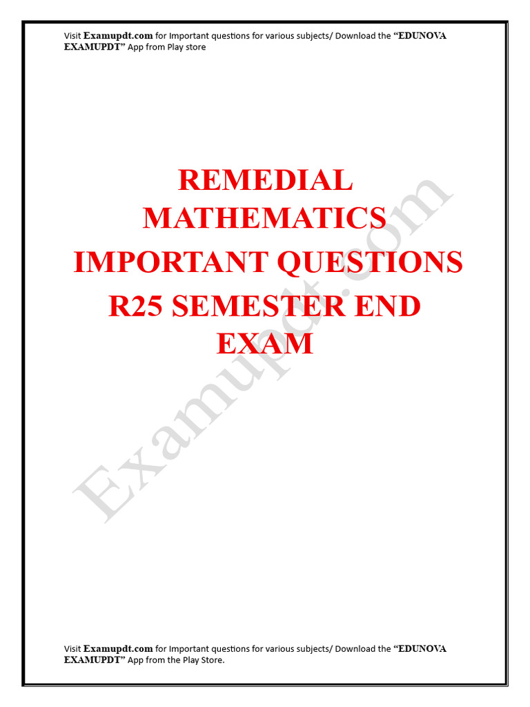 Remedial Mathematics R25 | PDF | Matrix (Mathematics) | Logarithm