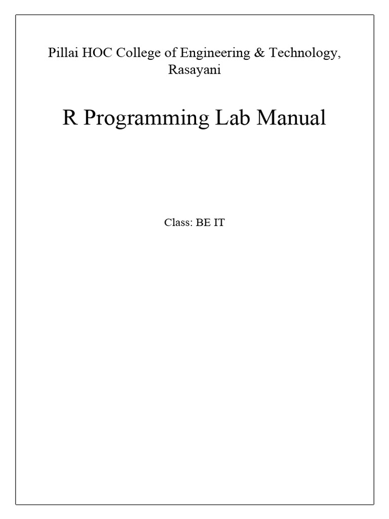 R Programming Lab Manual | PDF | Data Type | Spss