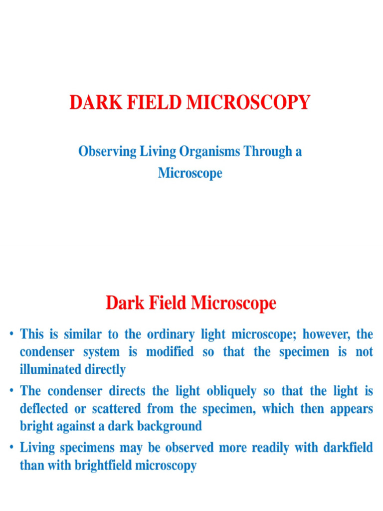 Dark Field Microscope | PDF