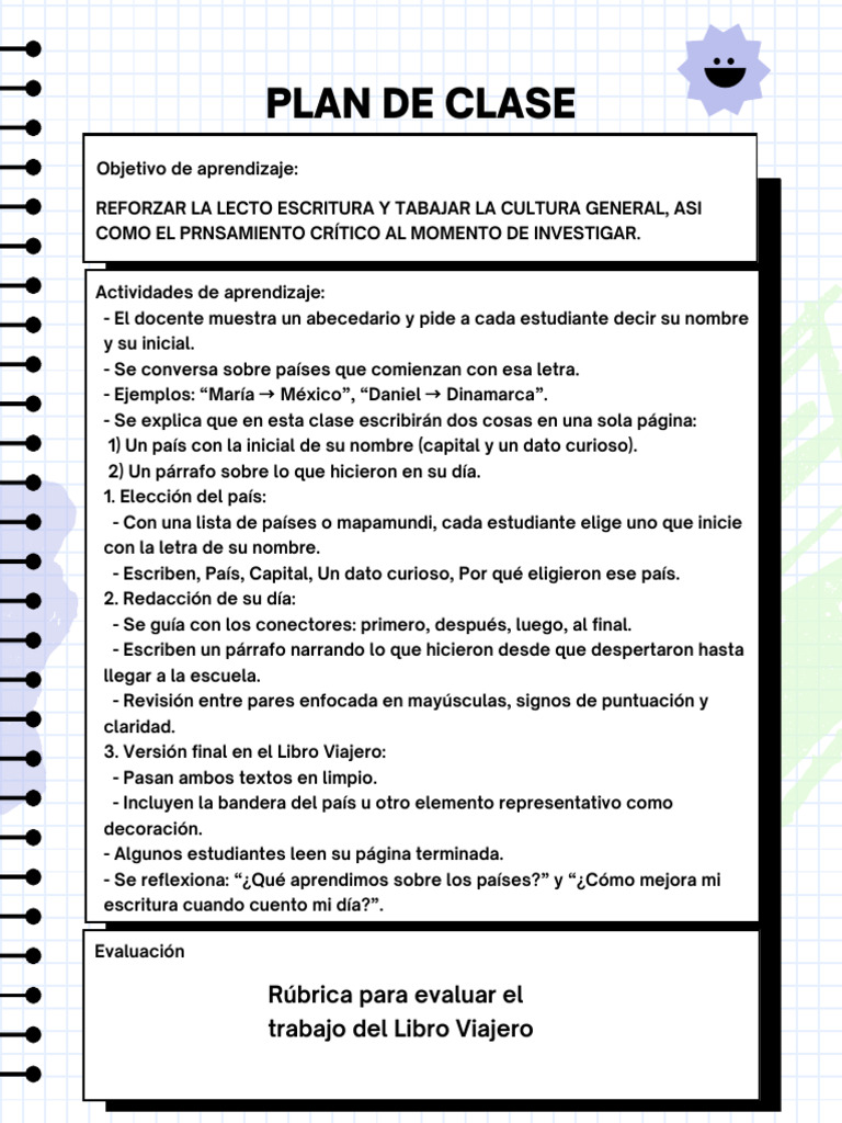 Plan de clase para reforzar la alfabetización | PDF | Aprendizaje ...
