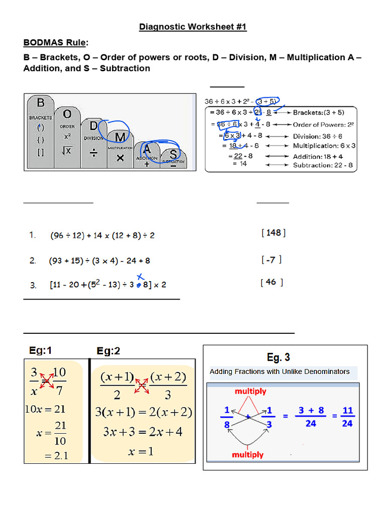 Diagonstic #1 (Cross Multiplication Method For Solving Linear Equations ...