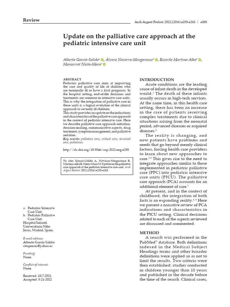 Update On The Palliative Care Approach at The Pediatric Intensive Care ...