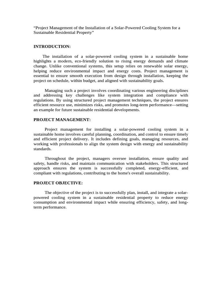 Project Management of The Installation of A Solar | PDF | Photovoltaic ...