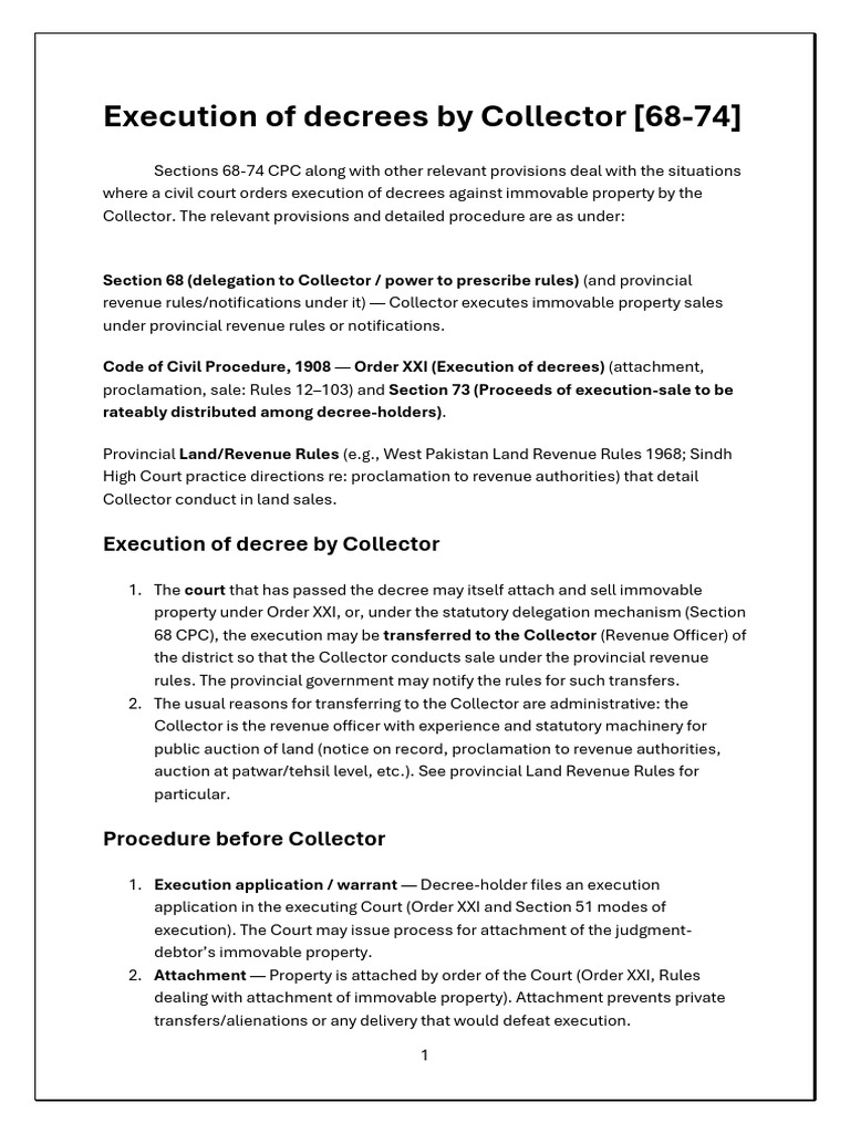 10. Execution of Decrees by Collector | PDF | Auction | Common Law