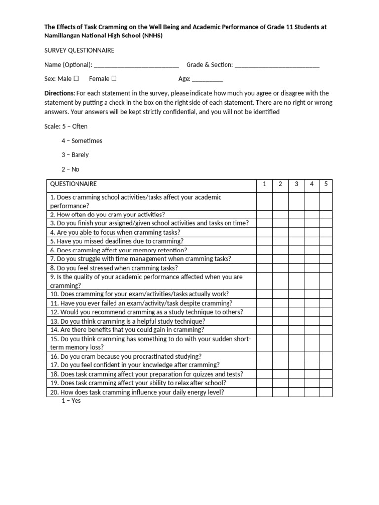 Survey Questionnaire Draft Likert Scale Group4 1 | PDF
