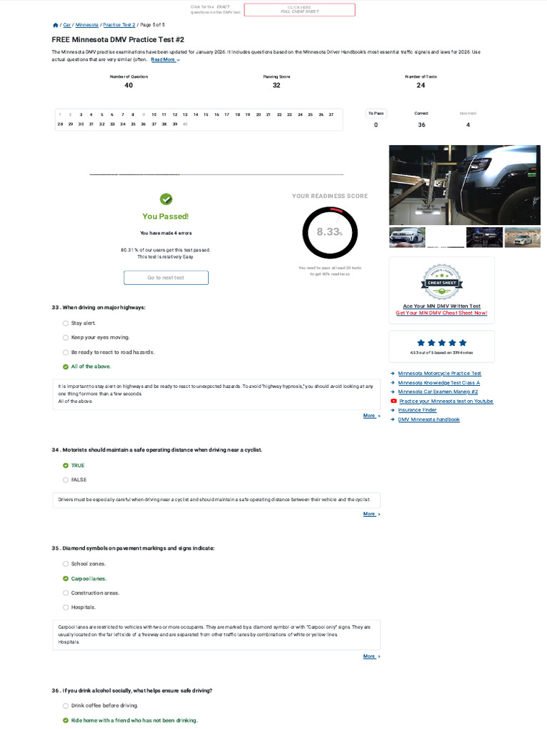FREE Minnesota DMV Practice Test _ Driving License Permit Test ...
