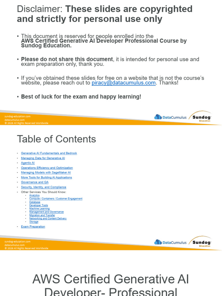 Aws Certified Generative A I Developer | PDF | Amazon Web Services ...