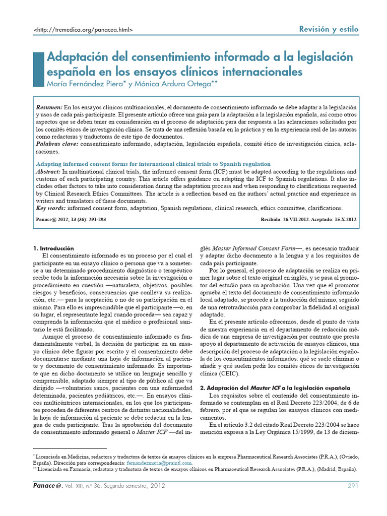 Adaptación Consentimiento Informado A Leg Española | PDF | Ciencias de ...