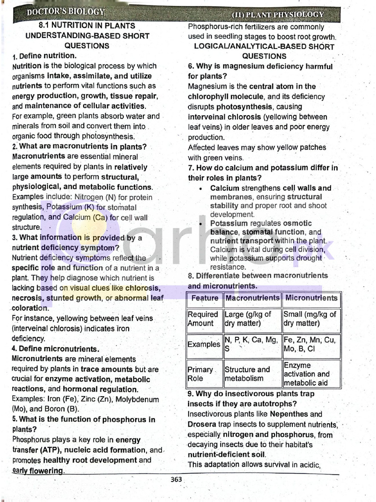 Class 11 Biology Chapter 8 SQ | PDF