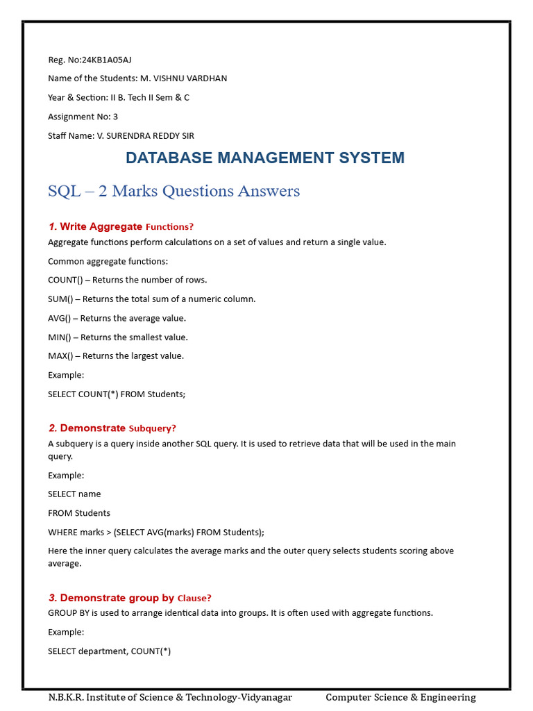 Dbms Assignment | PDF | Data Management | Databases