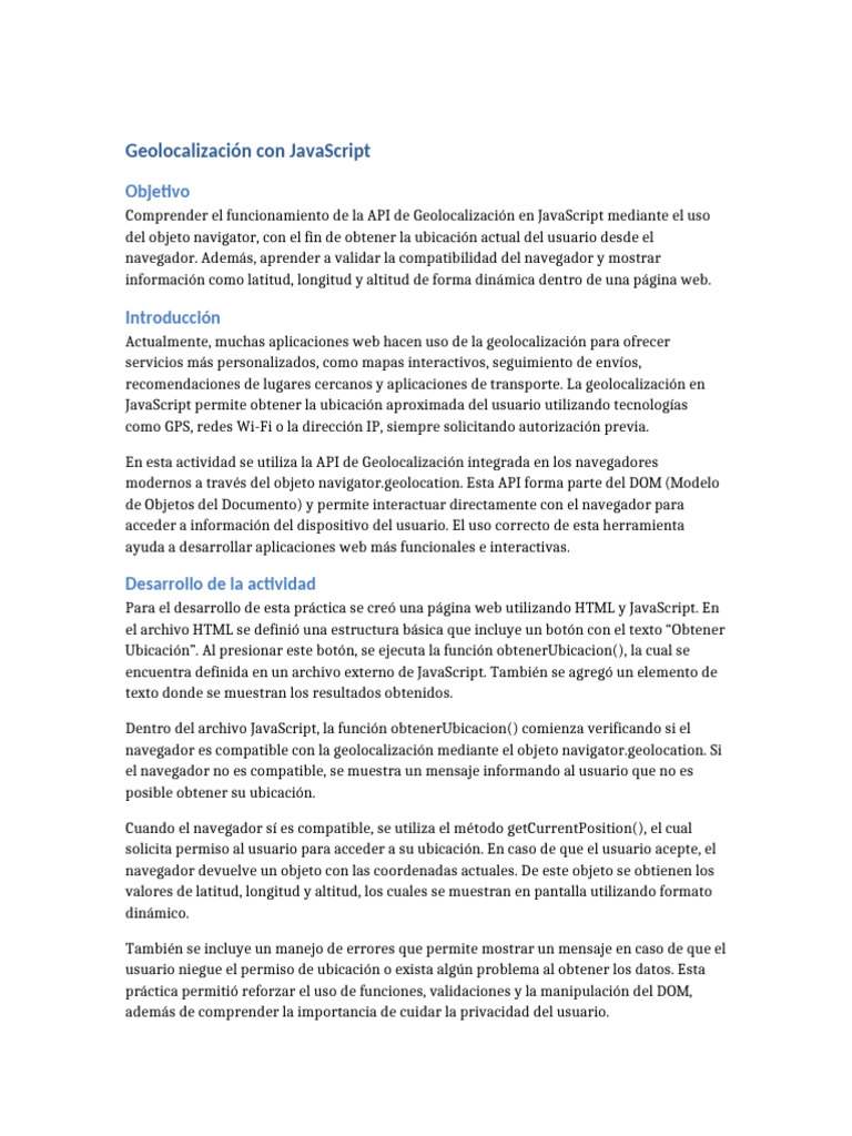 Geolocalizacion JavaScript | PDF | Script Java | Modelo de objeto de ...