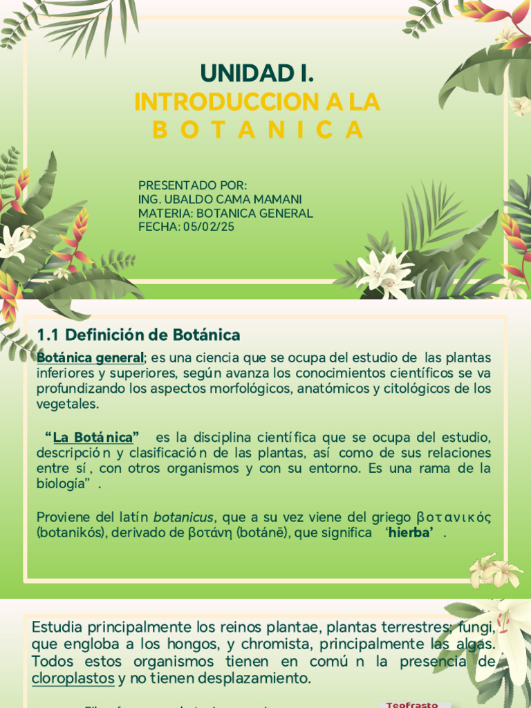 Unidad I. Introduccioin A La Botanica | PDF | Botánica | Plantas