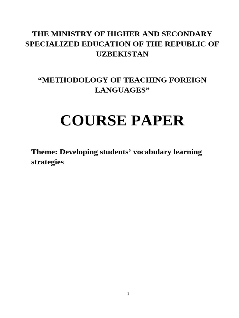 Developing Students' Vocabulary Learning Strategies | PDF | Vocabulary ...