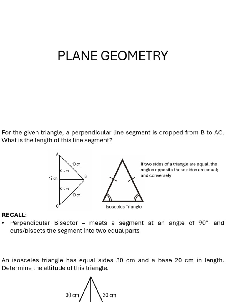 Plane Geometry 1 | PDF | Triangle | Elementary Geometry