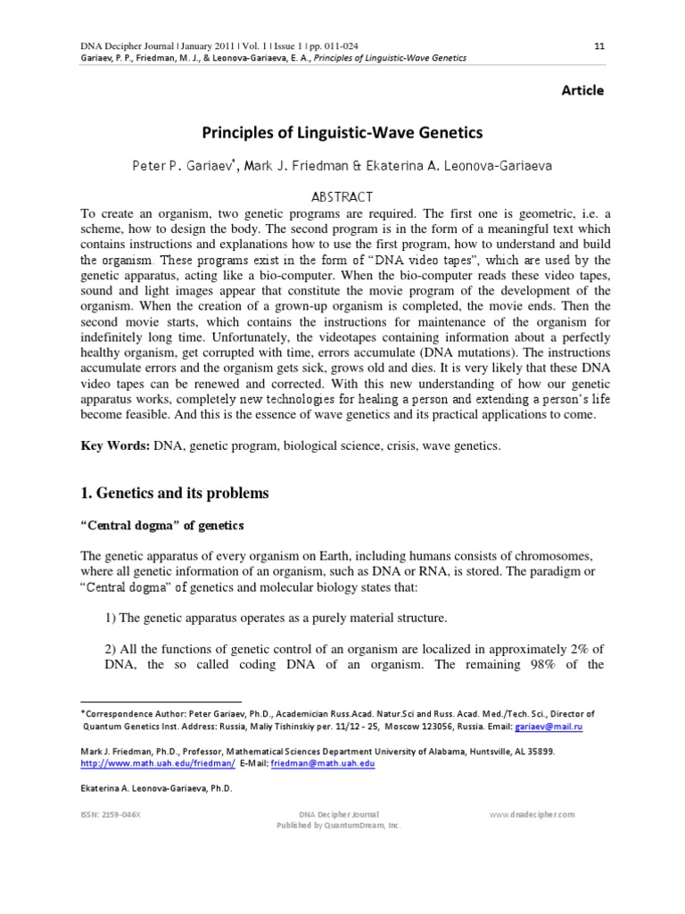 Linguistic-Wave Genetics Explained | PDF | Genetics | Gene