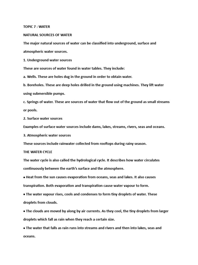 TOPIC 7 | PDF | Water | Water Cycle