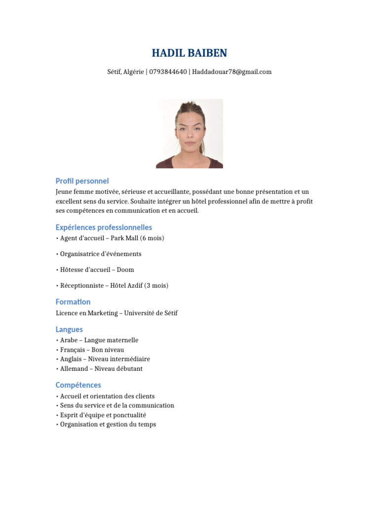 CV Hadil Baiben NewPhoto | PDF