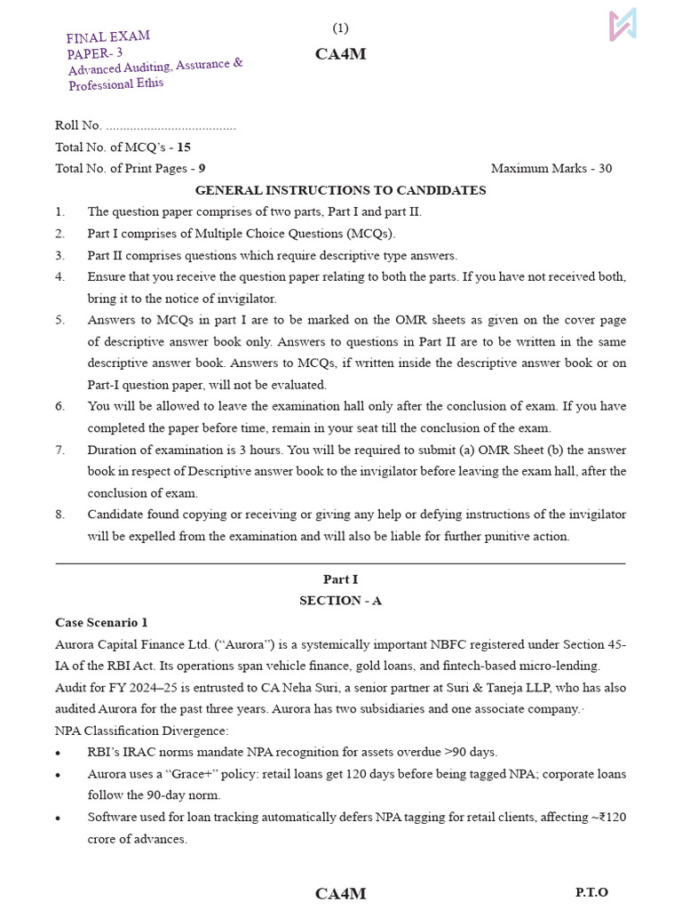 CAF Audit Paper Final File With Solution (1) | PDF | Audit | Auditor's ...