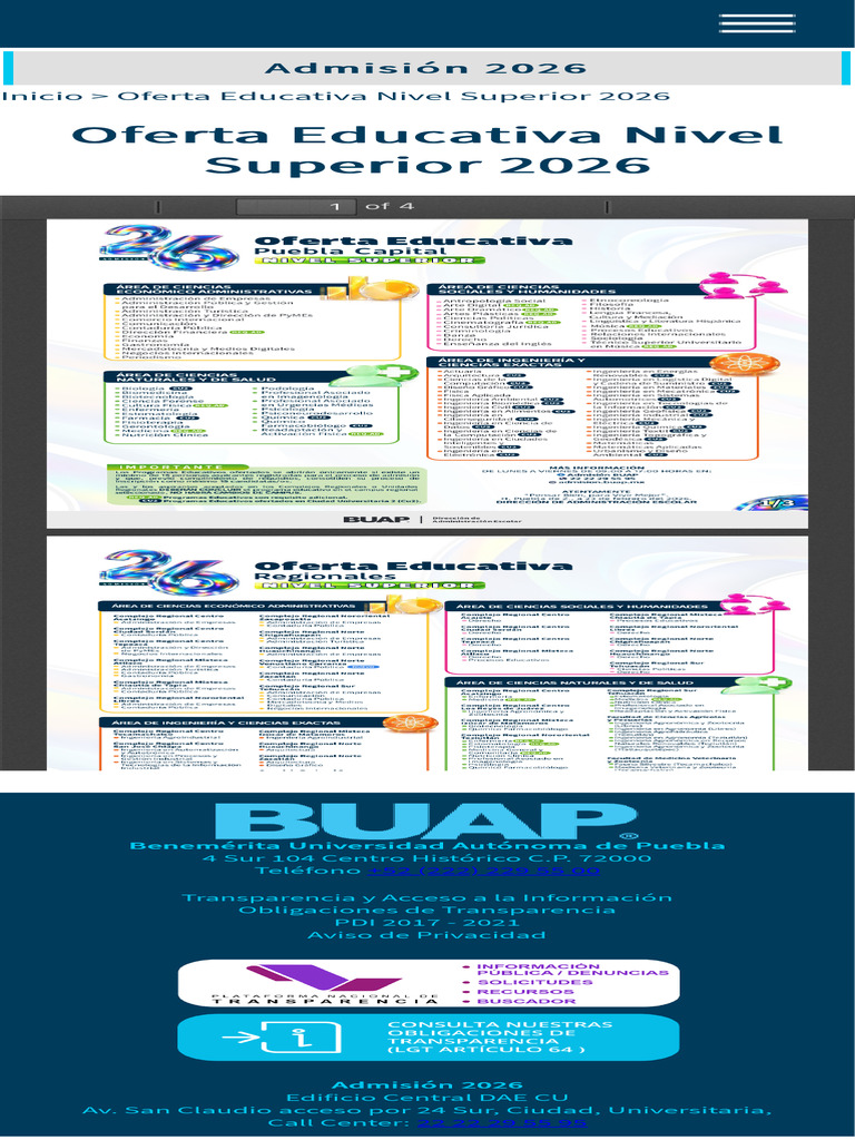 Oferta Educativa Nivel Superior 2026 Admisi N 2026 PDF 1