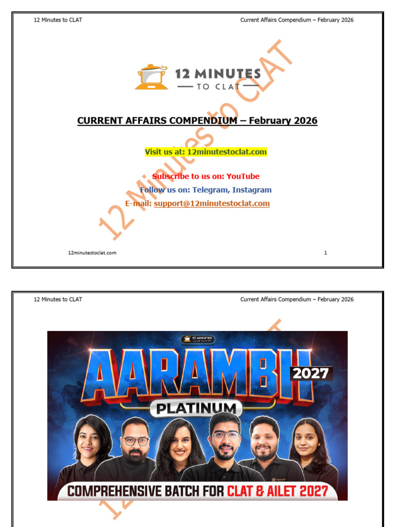 Current Affairs Compendium - February 2026 | PDF