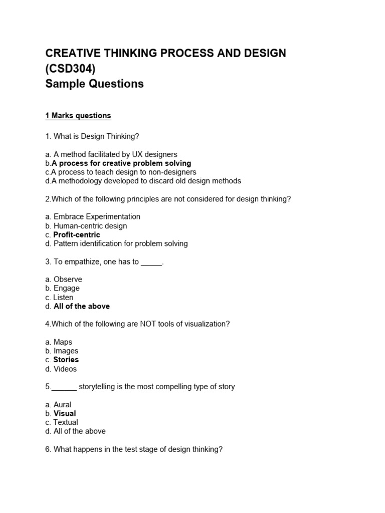 Suggestions Design THINKING Answers | PDF | Design Thinking | Creativity