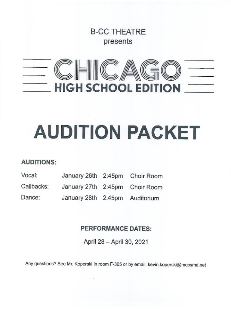 Chicago Audition Packet | PDF