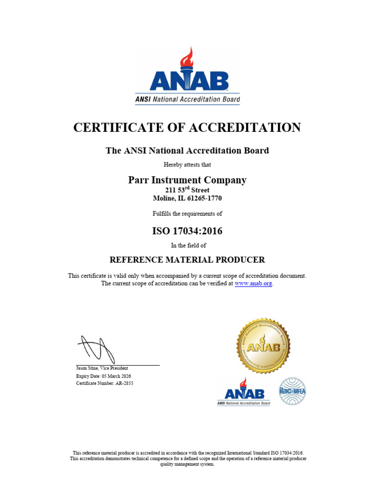 Parr_ISO-17034-2016_030526 | PDF