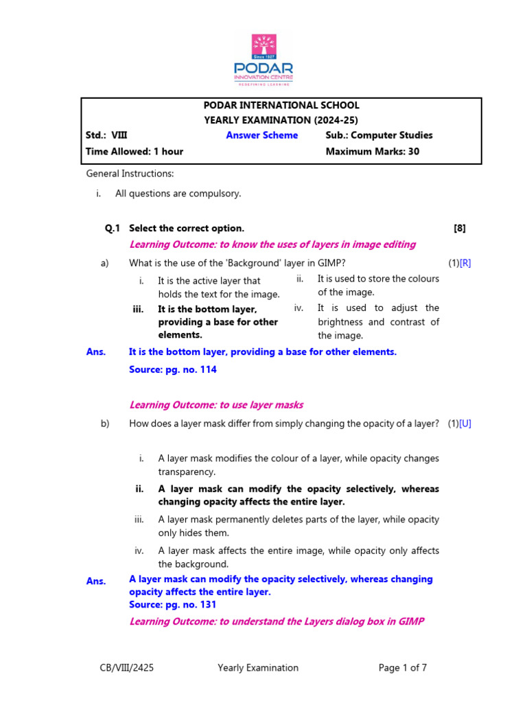 As CB VIII Computer Studies YE A-1 | PDF | Control Flow | Image Editing