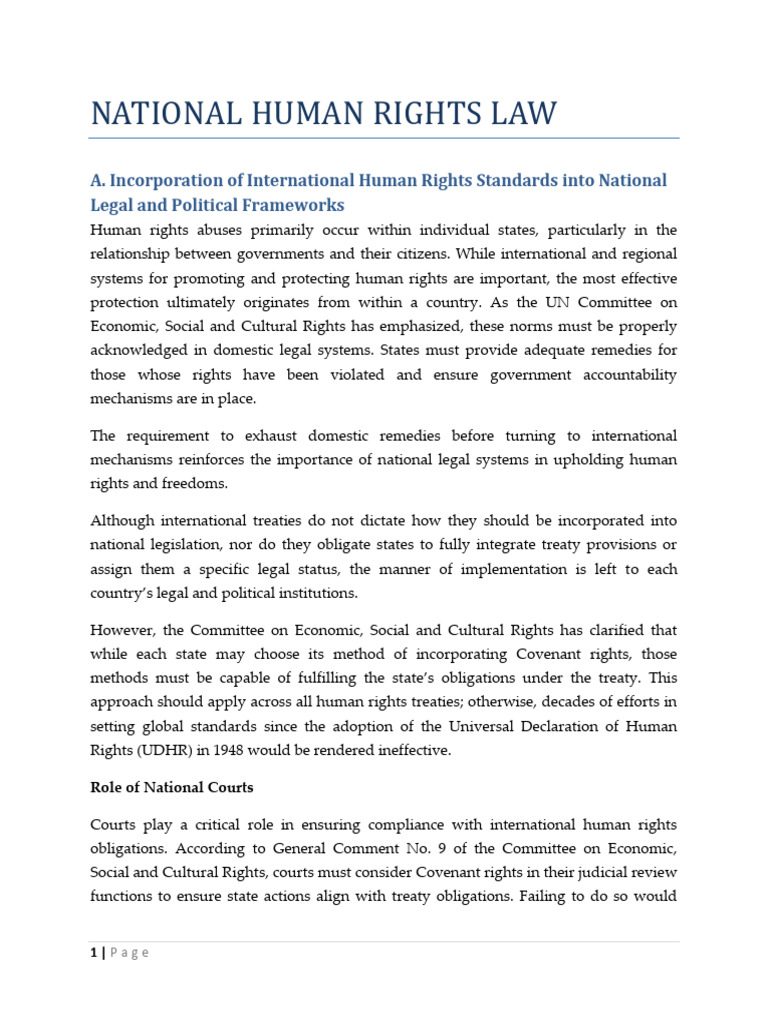 Topic 7 National Human Rights Law | PDF | Human Rights | International ...
