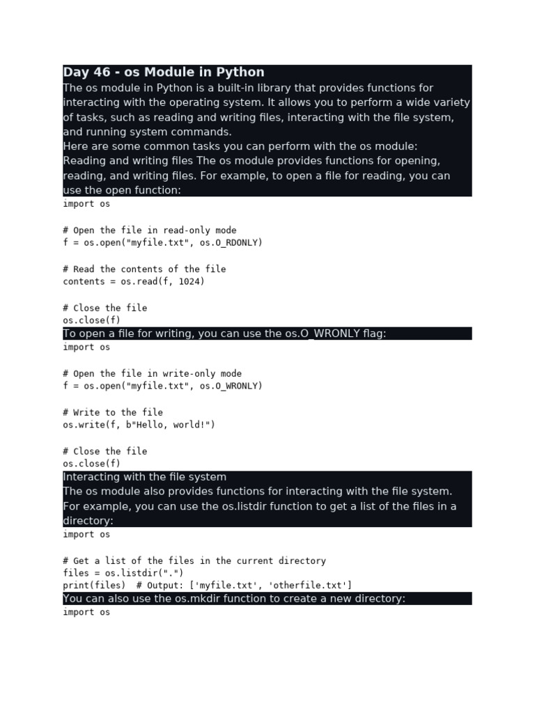 Day 46 - Os Module in Python | PDF