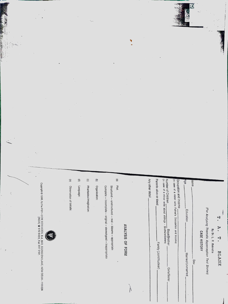 TAT Scoring Sheet | PDF