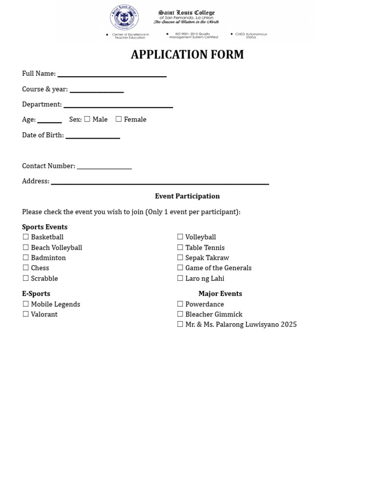 Application Form | PDF