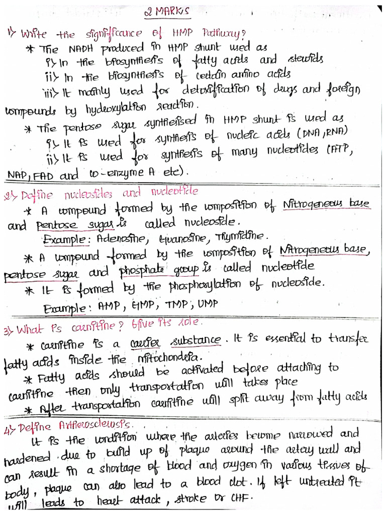 Biochemistry Imp 2 Mark Questions by MediPdf | PDF