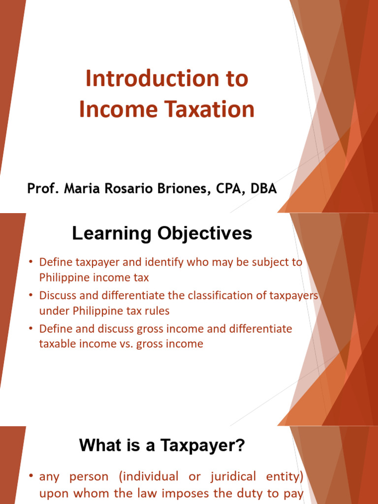 Week3 Introduction To Income Taxation | PDF | Income Tax | Taxes