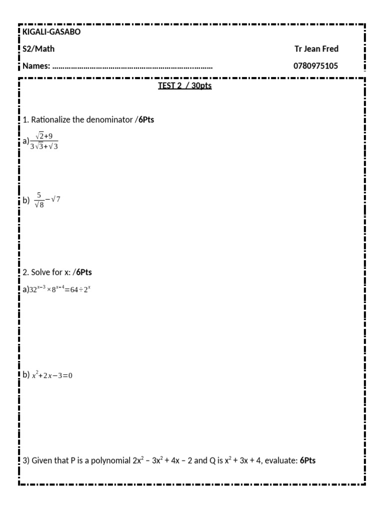 Test 2 Math PDF | PDF